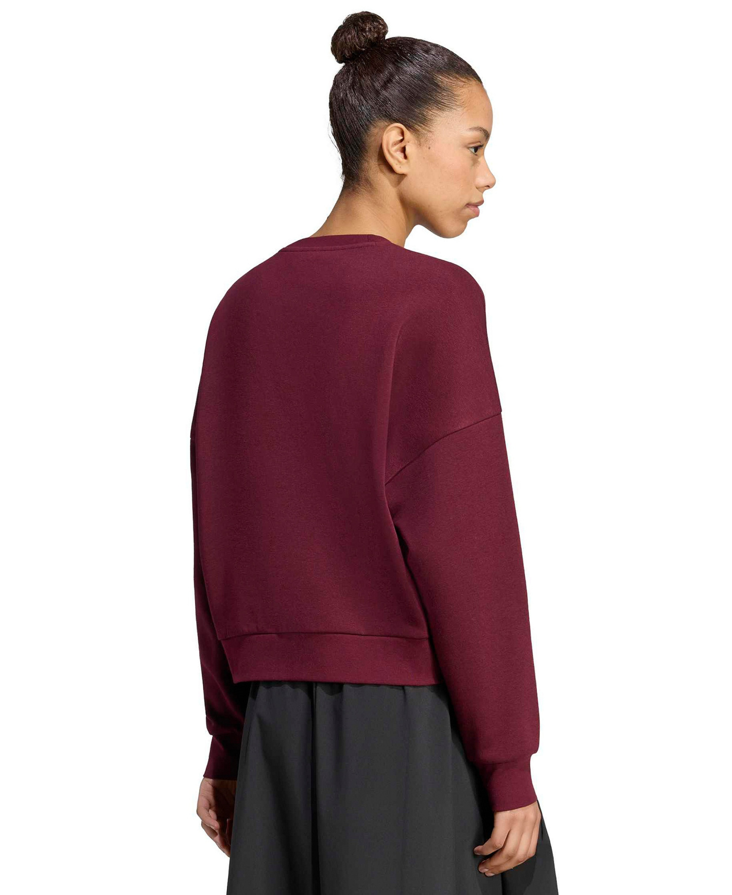 adidas Women's Essentials Crewneck Small-Logo Sweatshirt - Maroon/white