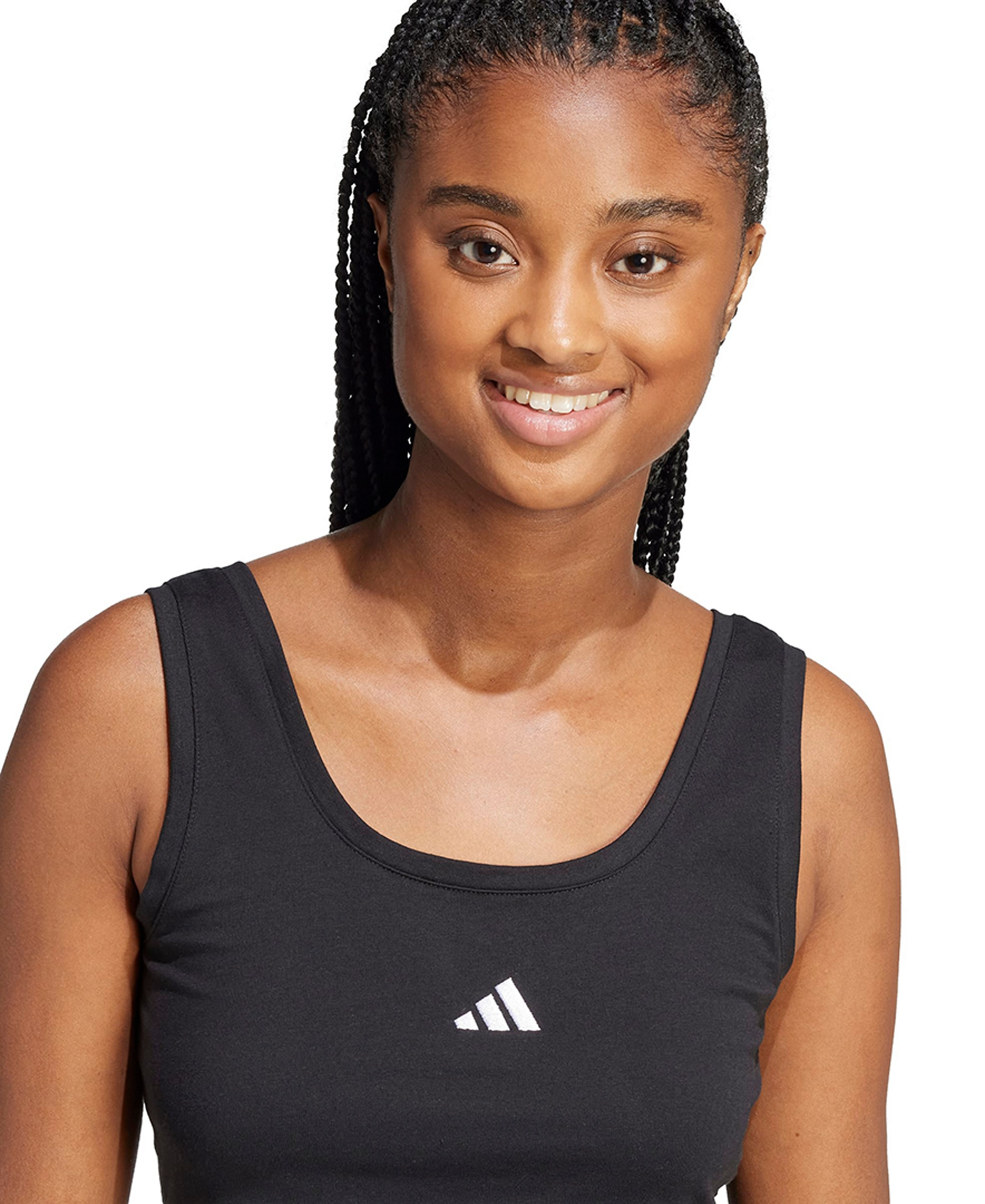 adidas Women's Essentials Small Logo Cotton Tank Top - Black/White