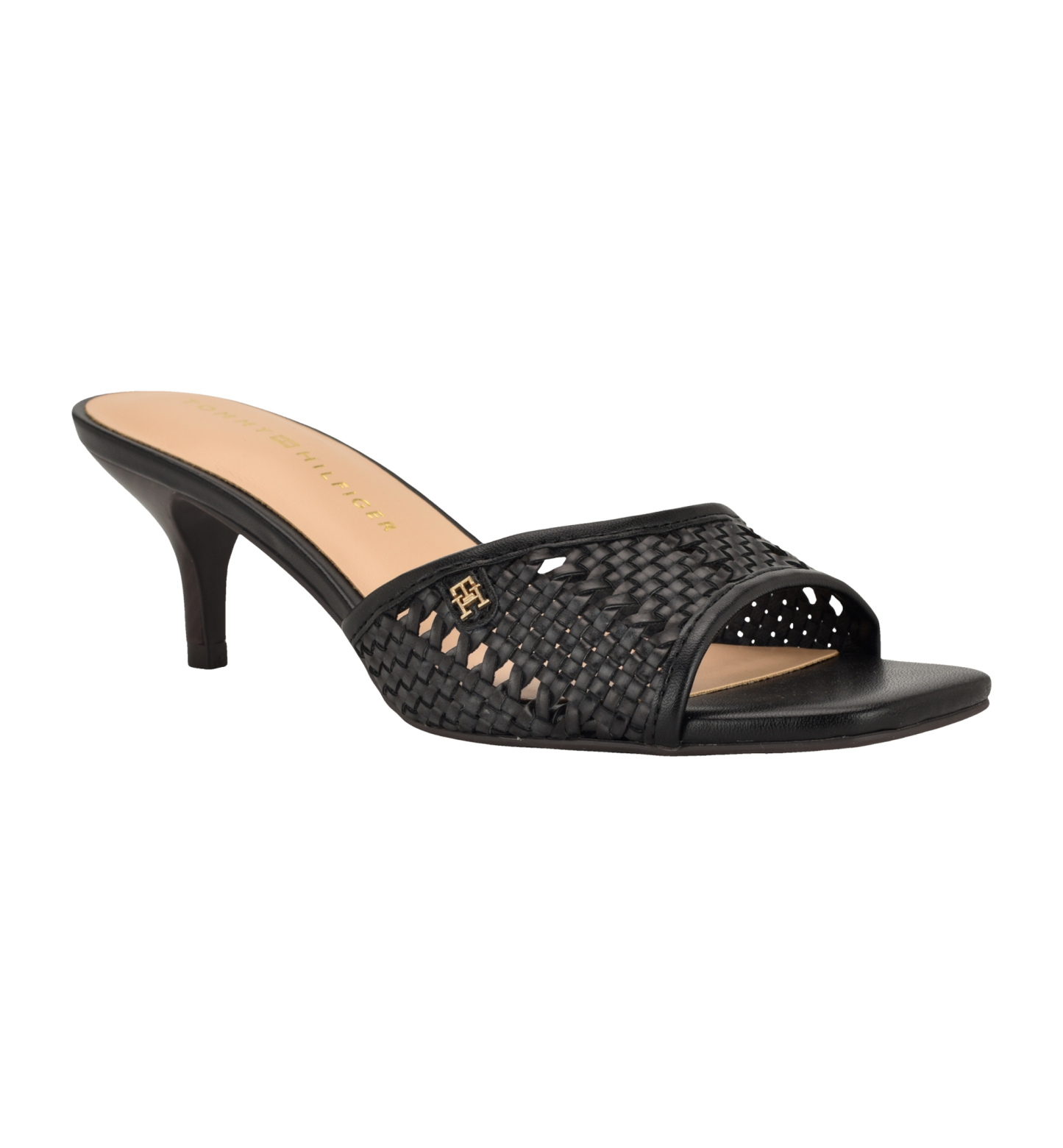 Tommy Hilfiger Women's Claihre Woven Kitten Heel Sandal - Black