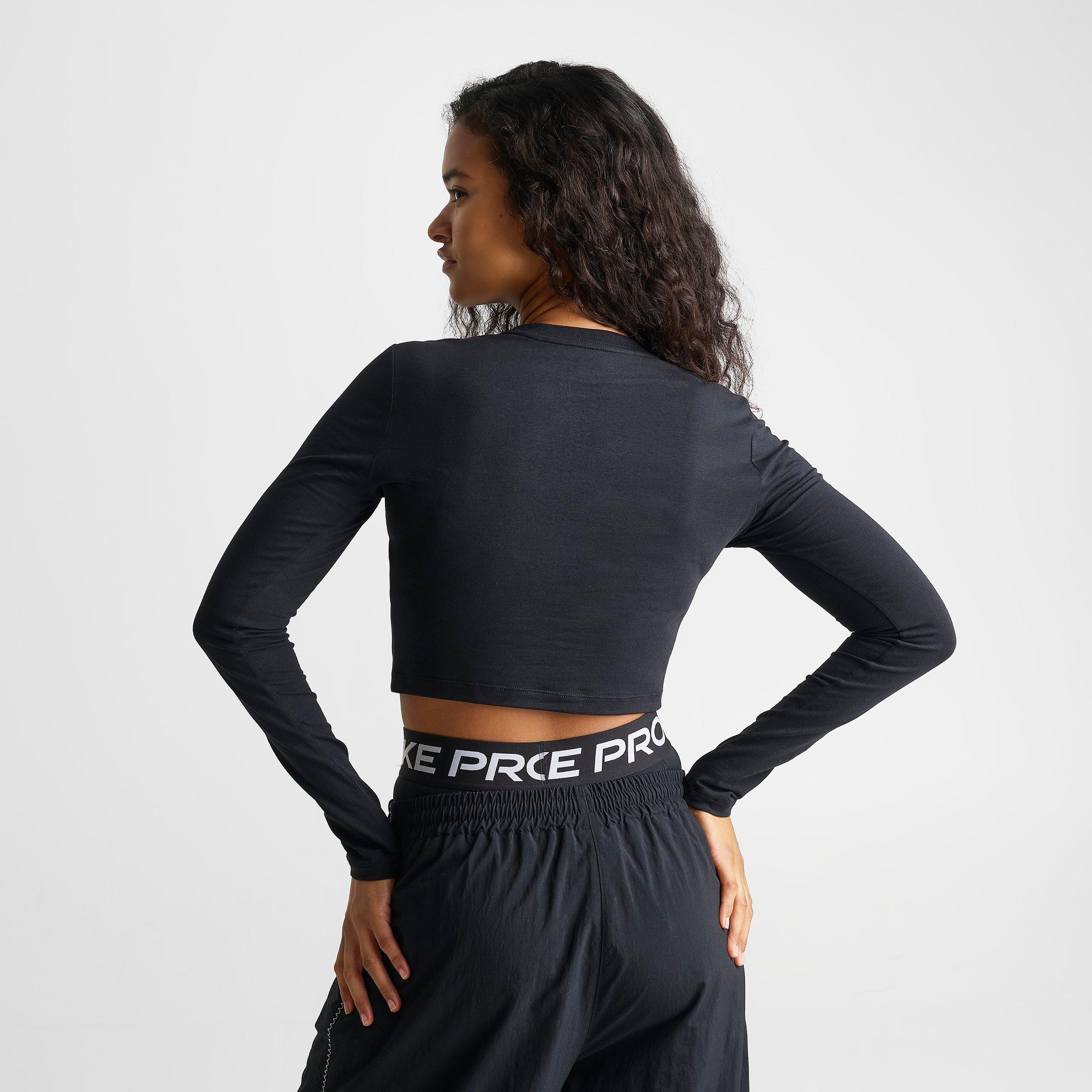 Women's Nithtke Sportswear Chill Knit Long-Sleeve Slim Crop Top - Black/White