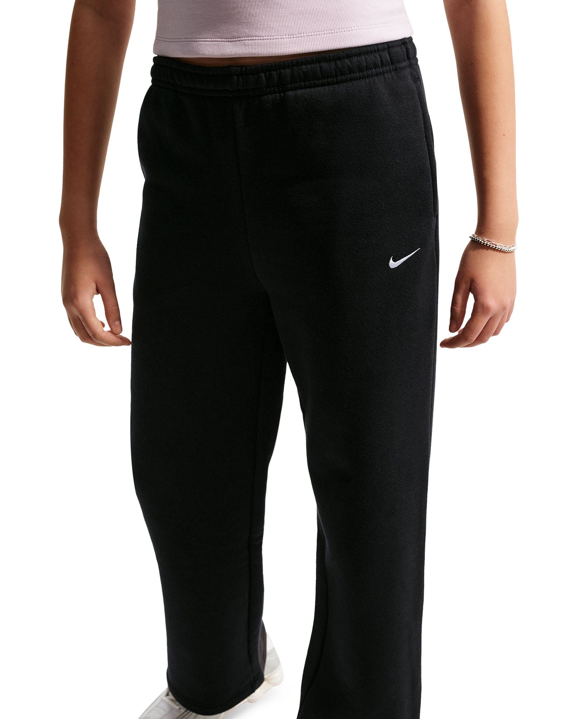 Nike Girls' 7-16 Sportswear Studio Fleece Wide Leg Pants - Black