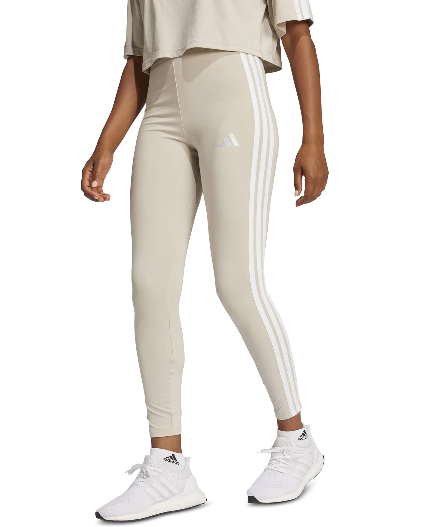 adidas Plus Size Essentials 3-Stripes Cotton Leggings - Wonder Alumina/white