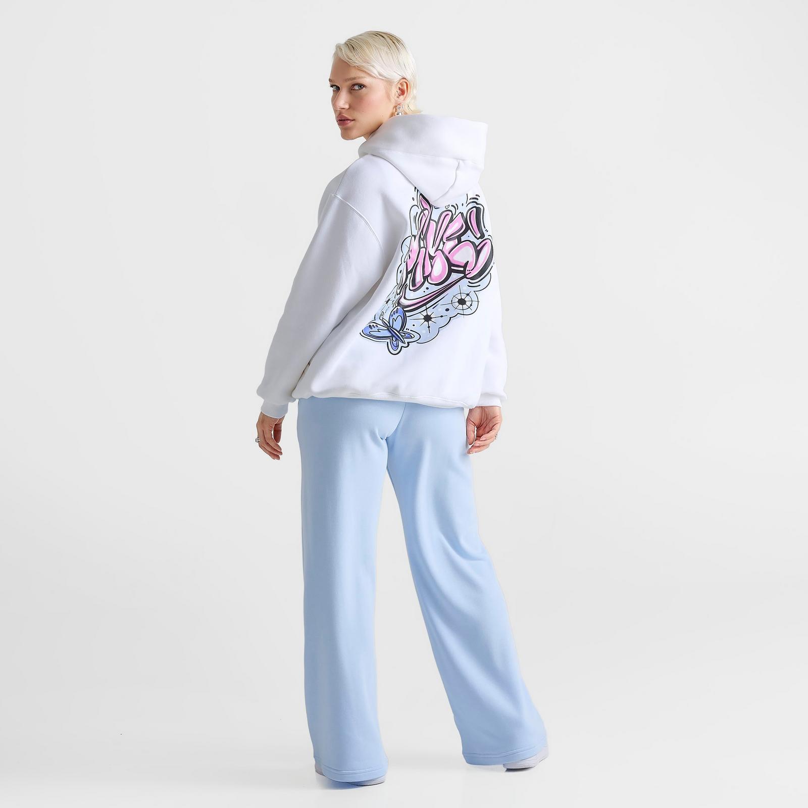 Women's Nike Sportswear Phoenix Fleece Airbrushed Oversized Pullover Hoodie - White/Lapis