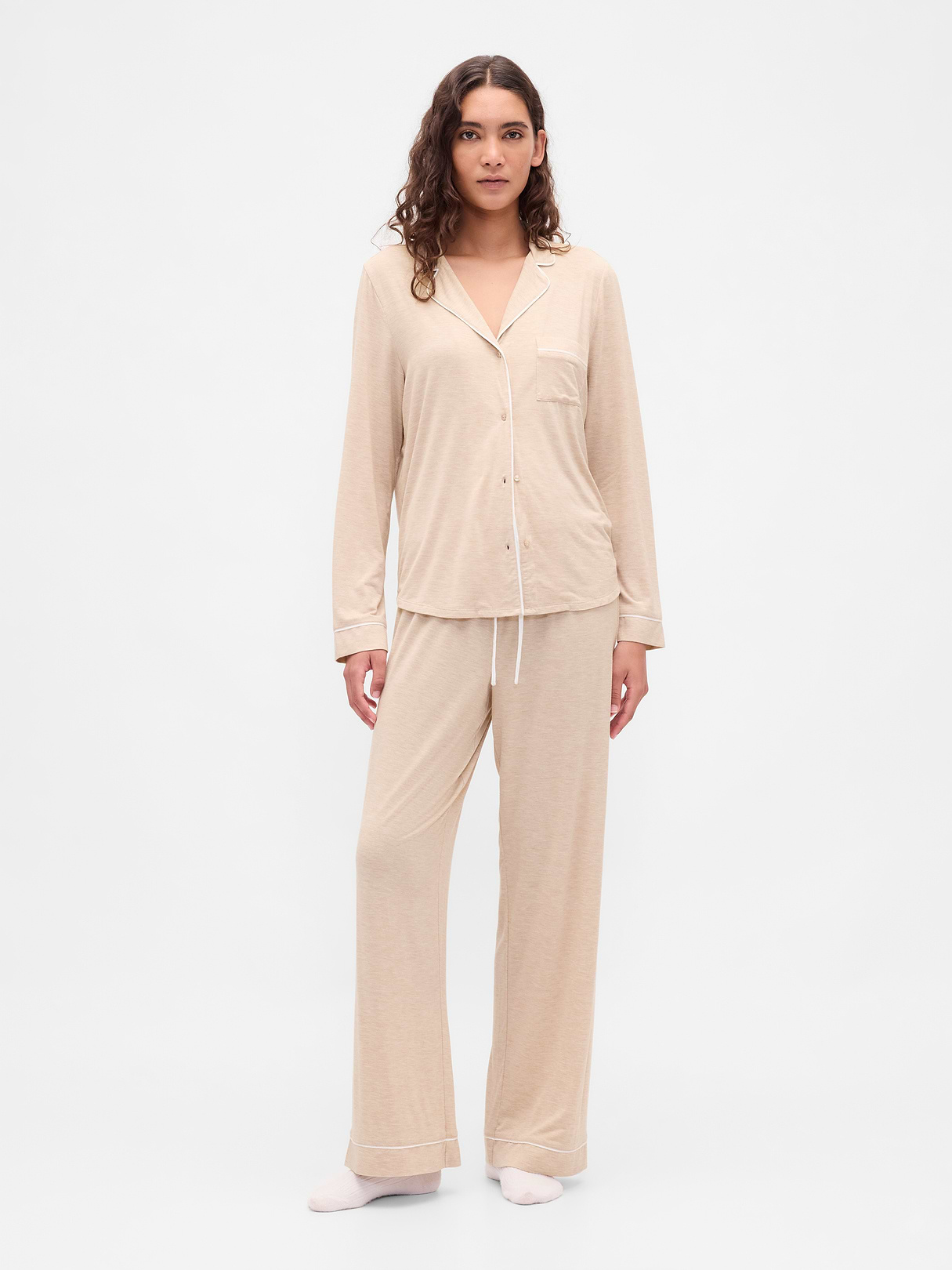 SoftMade Modal PJ Pants - Oatmeal beige heather