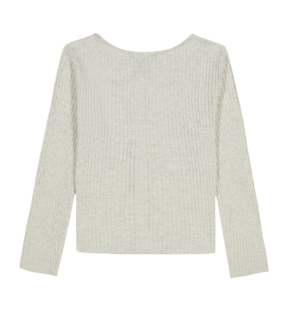 Tommy Hilfiger Girls' 7-16 Pointelle Rib Long-Sleeve Top - Oat Heather
