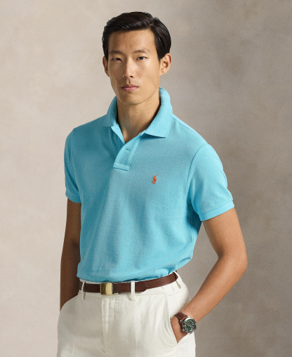 Polo Ralph Lauren Men's Cotton Custom Slim Fit Mesh Polo Shirt - Perfect Turquoise