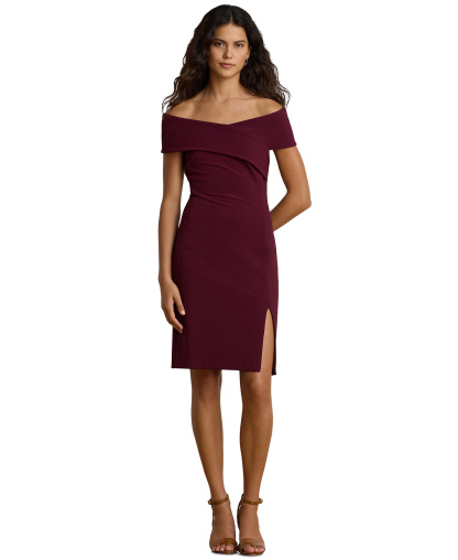 Lauren Ralph Lauren Women's Faille Off-the-Shoulder Cocktail Dress - Dark Garnet