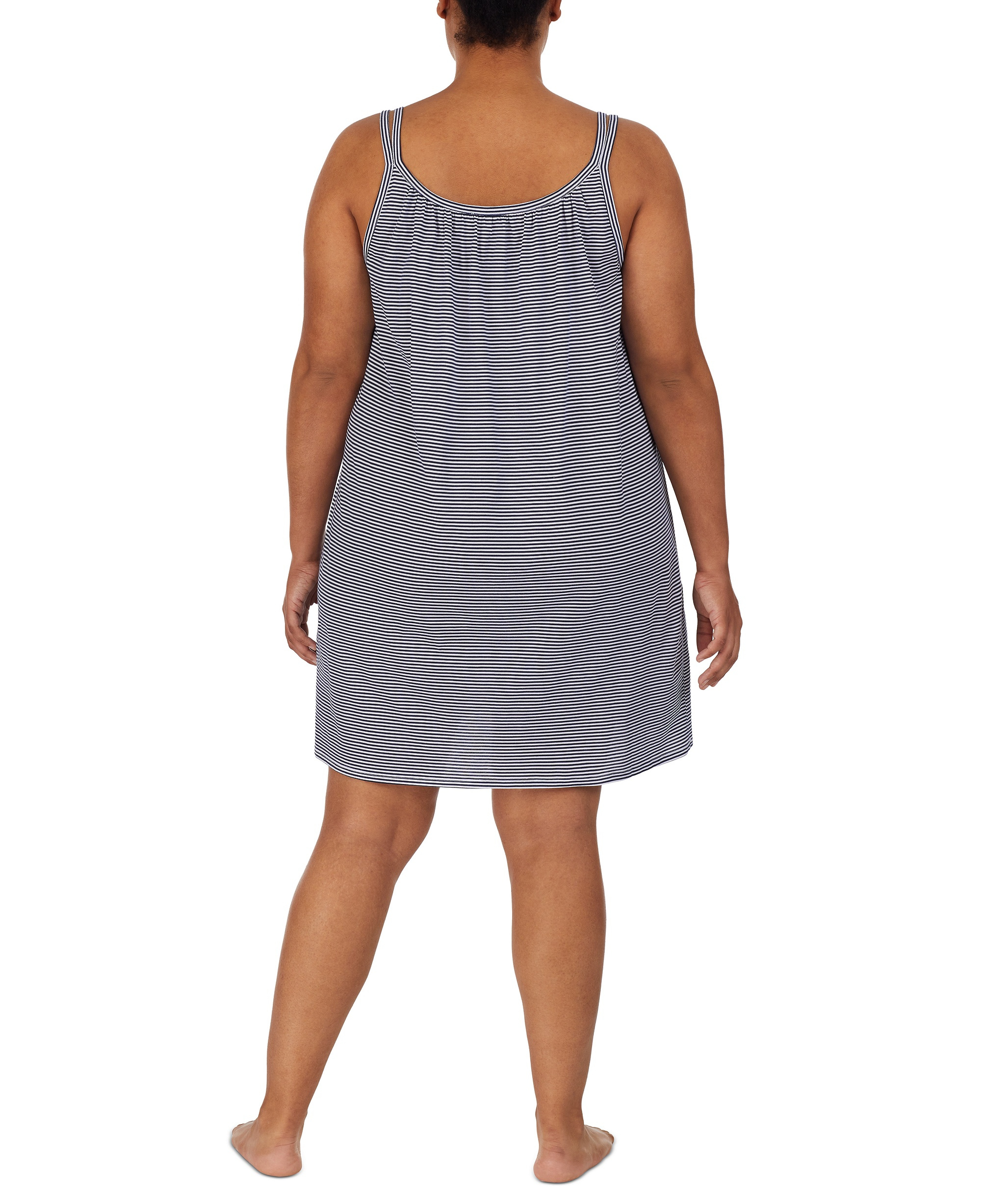 Lauren Ralph Lauren Cotton Knit Double-Strap Nightgown - Dark blue / Stripe