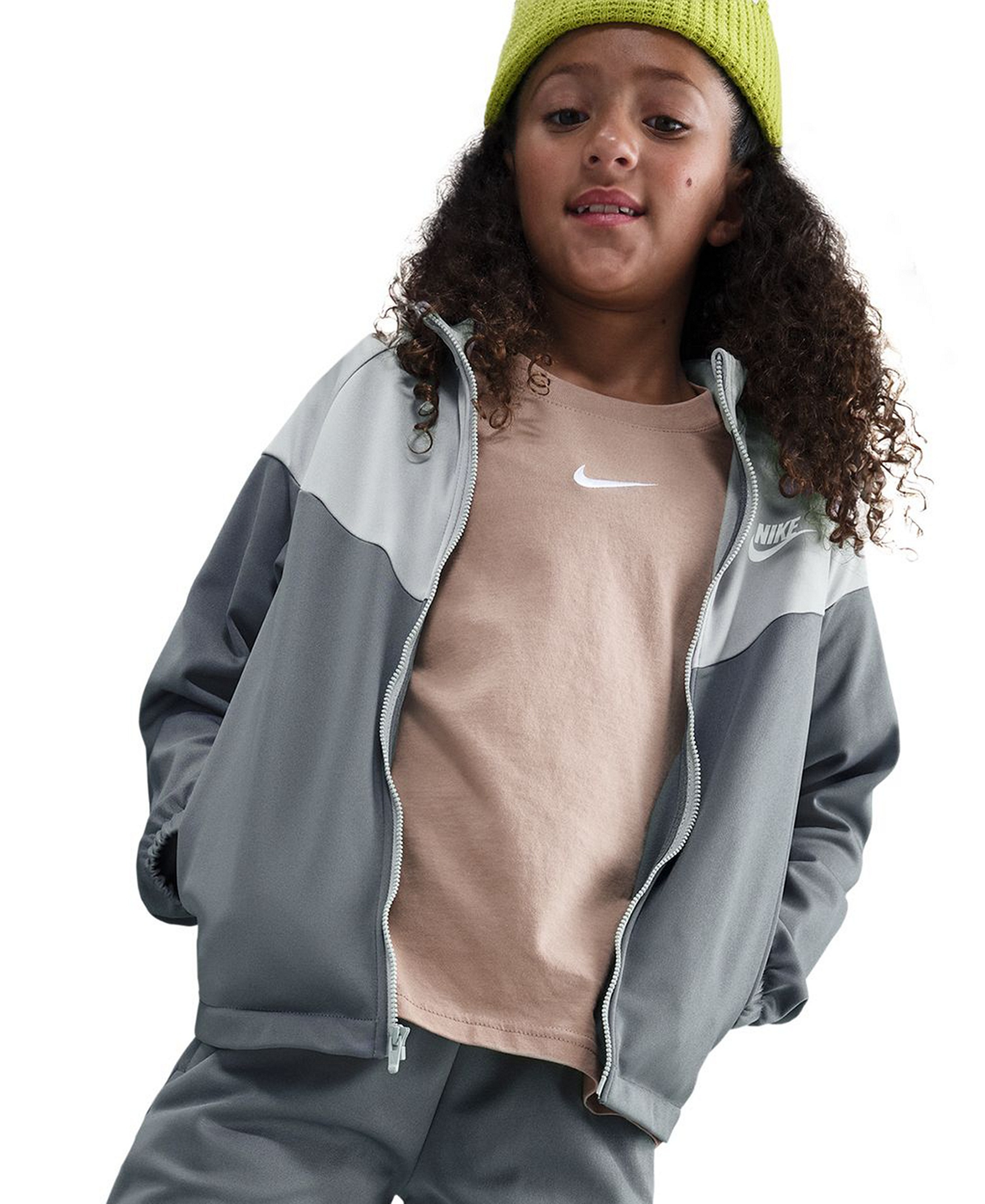 Nike Boys' and Girls' 7-20 Sportswear Dri-FIT Long-Sleeve Jacket and Pants, 2-Piece Set - Smoke Gray