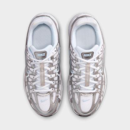 Big Kids' Nithtke P-6000 Casual Shoes - White/Blue Tint/Black/Metallic Silver - Top view