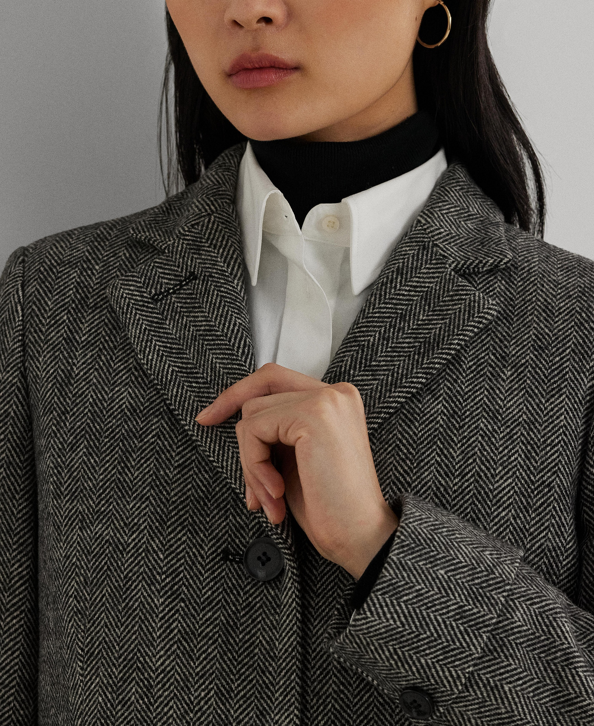 Lauren Ralph Lauren Women's Single-Breasted Walker Coat, Created for Macy's - Black/Cream