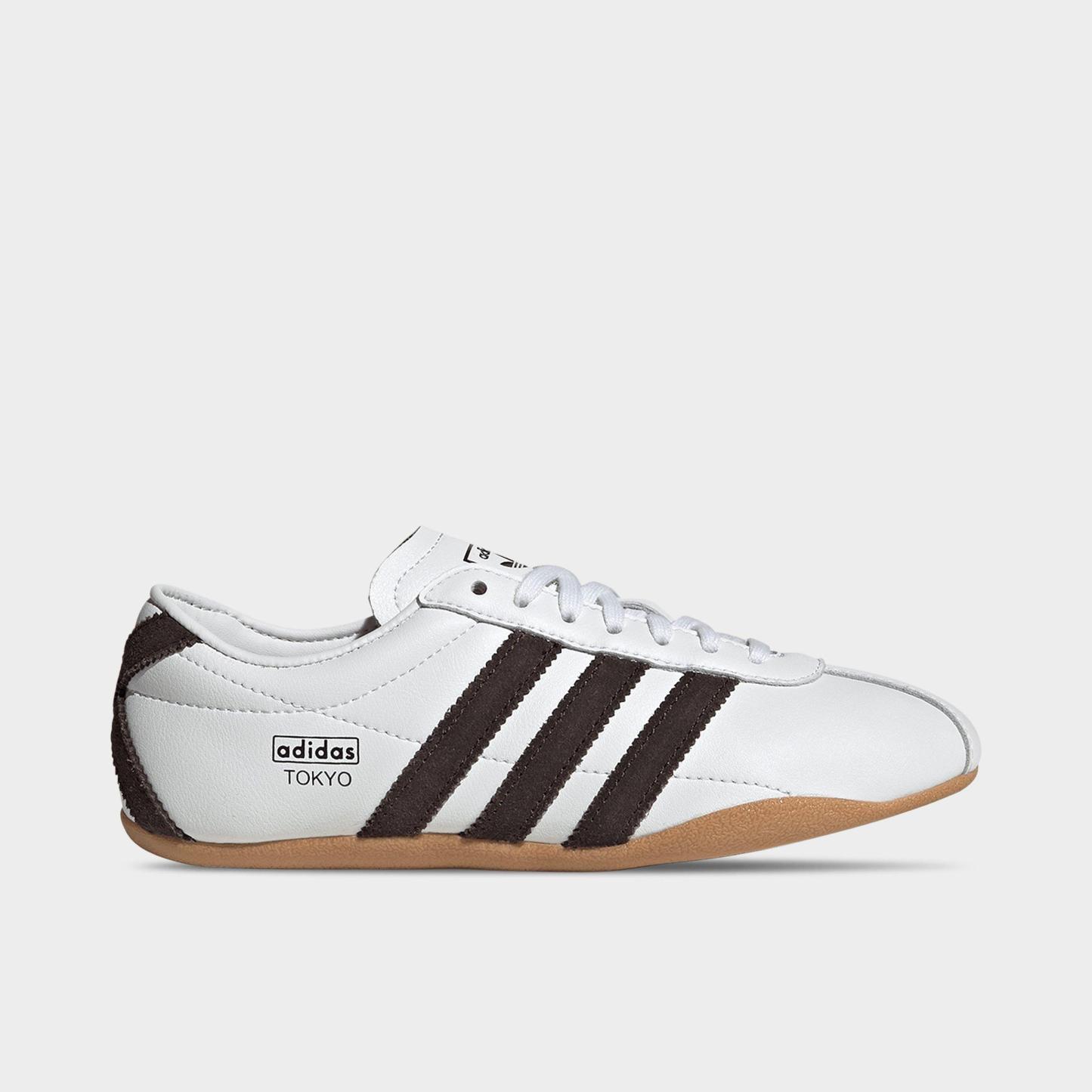 Big Kids' adidas Originals Tokyo Casual Shoes - Cloud White/Aurora Coffee/Gum - Left shoe facing left. Outside of the shoe.