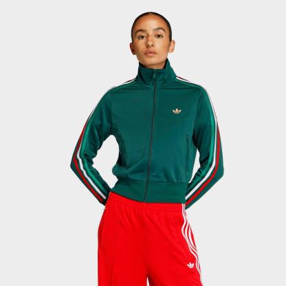 Women's adidas Originals Firebird Classic Track Top Jacket - Team Dark Green/Bold Green/White/Better Scarlet - view 1