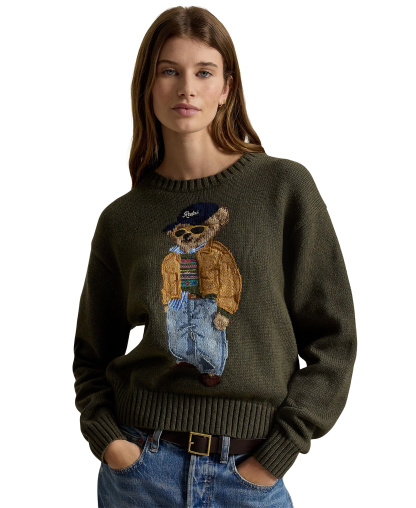 Polo Ralph Lauren Women's Cotton Crewneck Sweater - Marled Olive