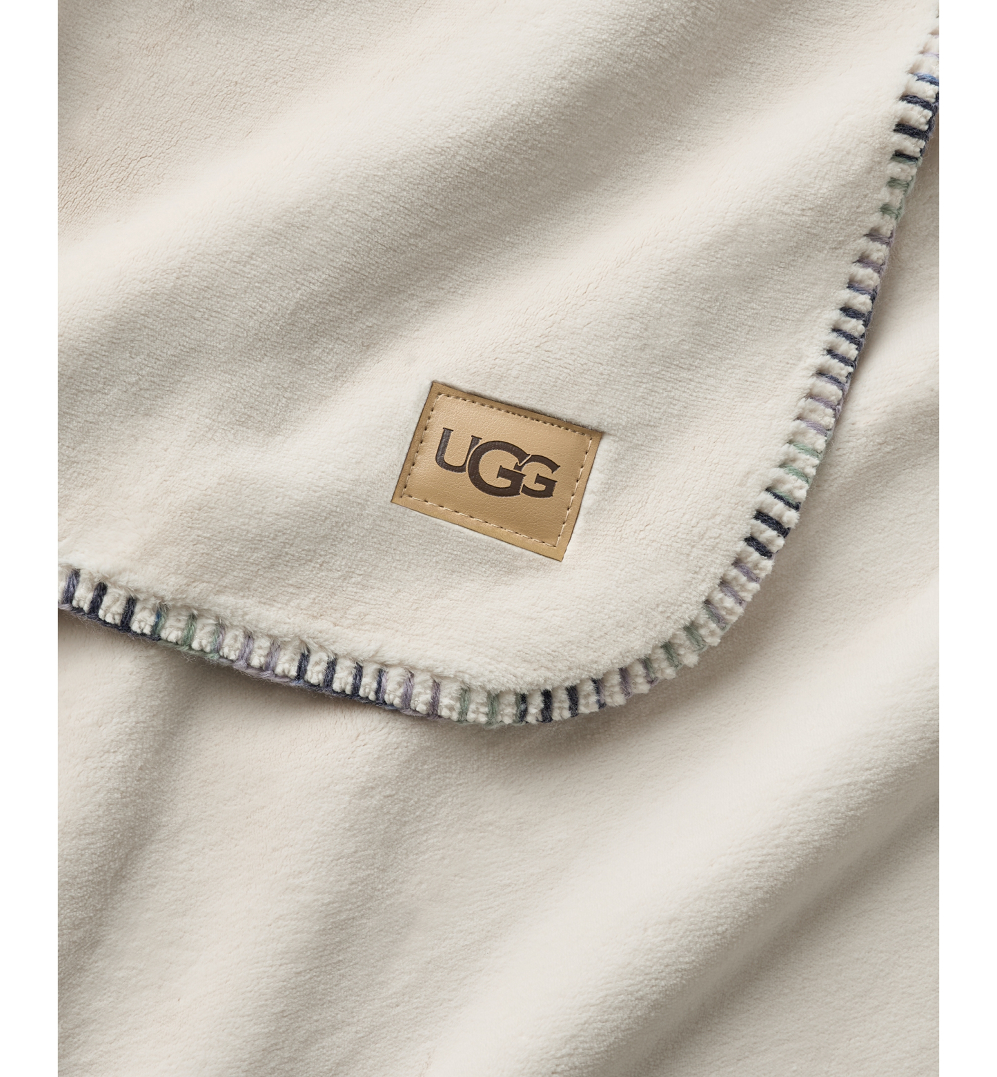 UGG® Coco Lightweight Throw, 50" x 70" - Snow Blue Embroidered