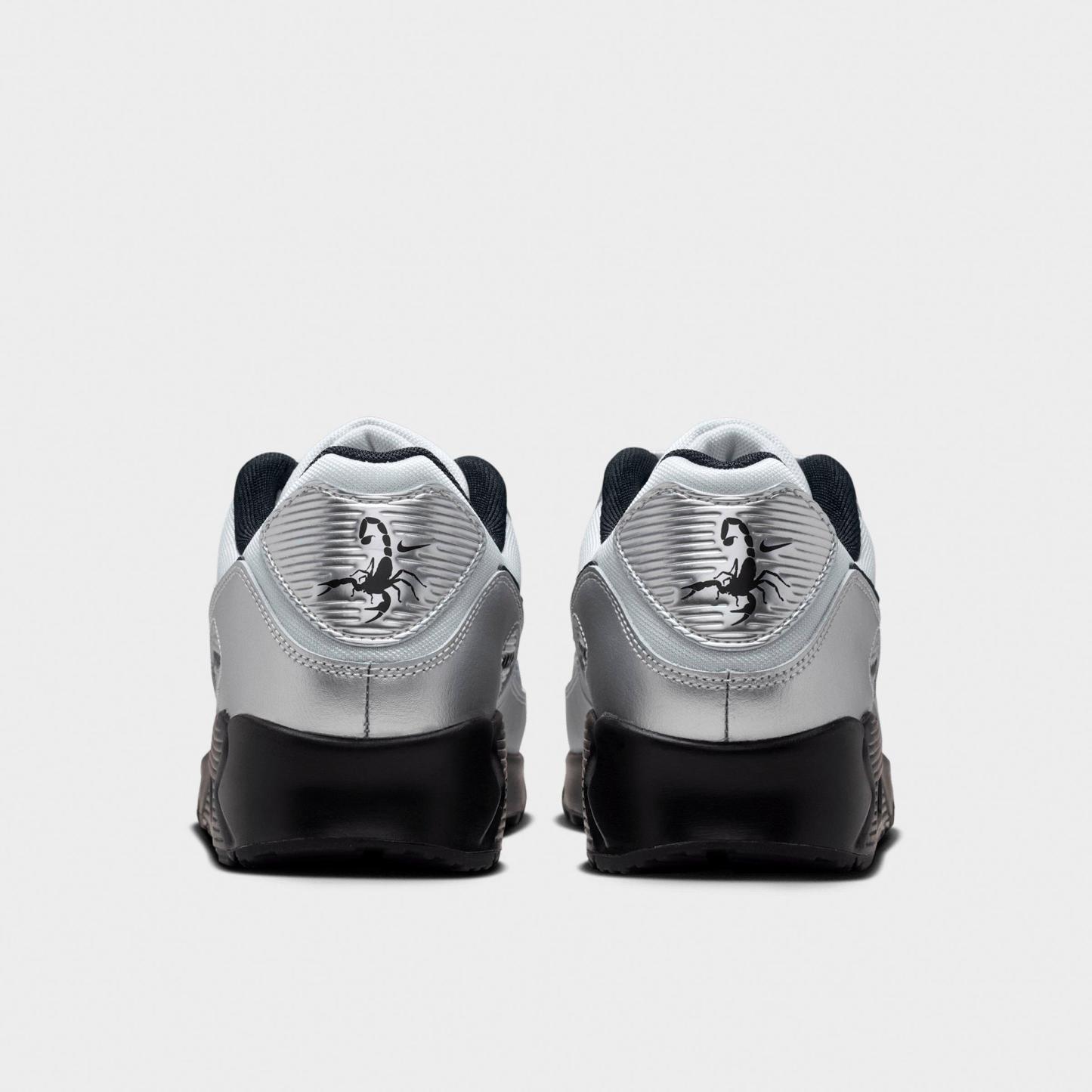 Men's Nithtke Air Max 90 Casual Shoes - Part 1 - Chrome/Gamma Blue/Black - Back view