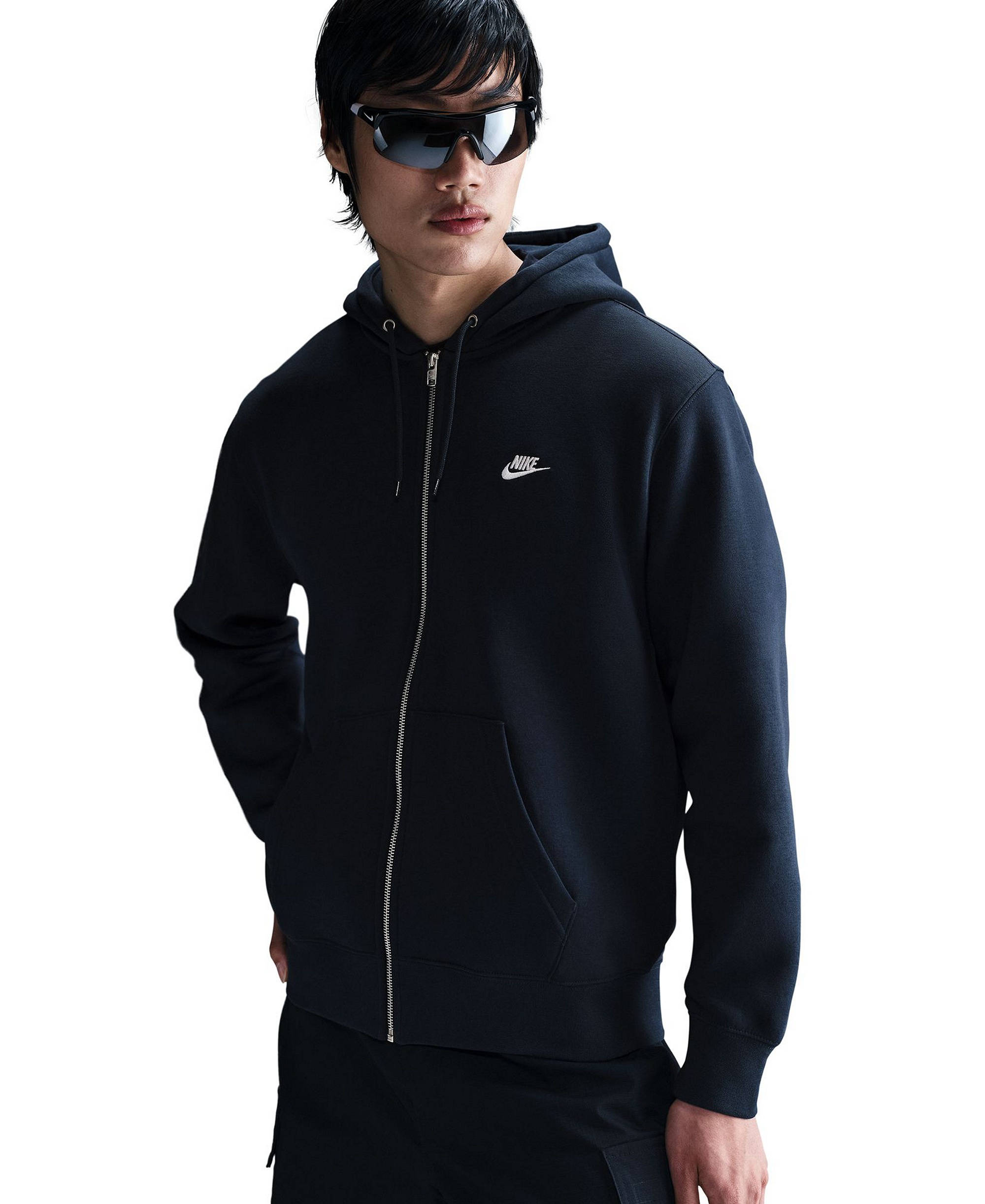 Nike Men's Full-Zip Fleece Regular-Fit Hoodie - Obsidian/White