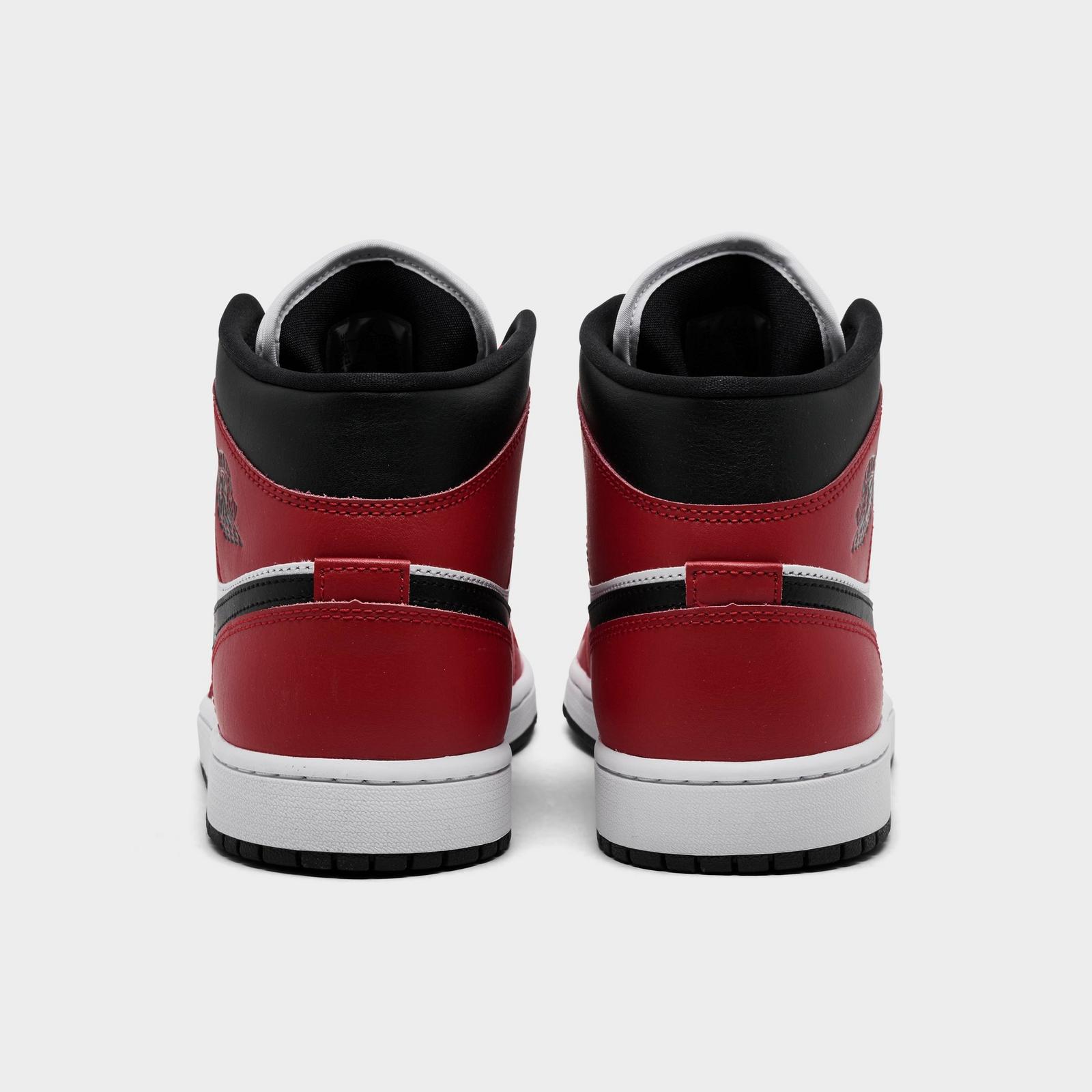 Men's Air Jordan Retro 1 Mid Casual Shoes - Black/Gym Red/White - view 4