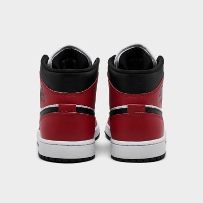 Men's Air Jordan Retro 1 Mid Casual Shoes - Black/Gym Red/White - view 4