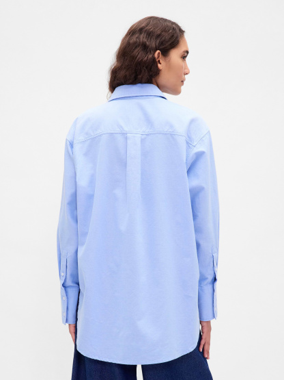 Organic Cotton Poplin Big Shirt - Shirting blue