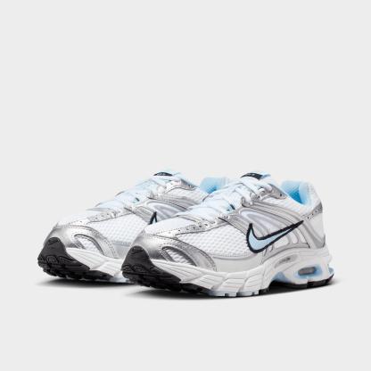 Women's Nithtke Air Max Moto 2K Casual Shoes - Part 2 - White/Metallic Silver/Black/Hydrogen Blue - Both shoes facing left