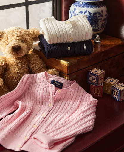 Polo Ralph Lauren Girls' 7-16 Cable-Knit Cotton Cardigan - Hint of Pink