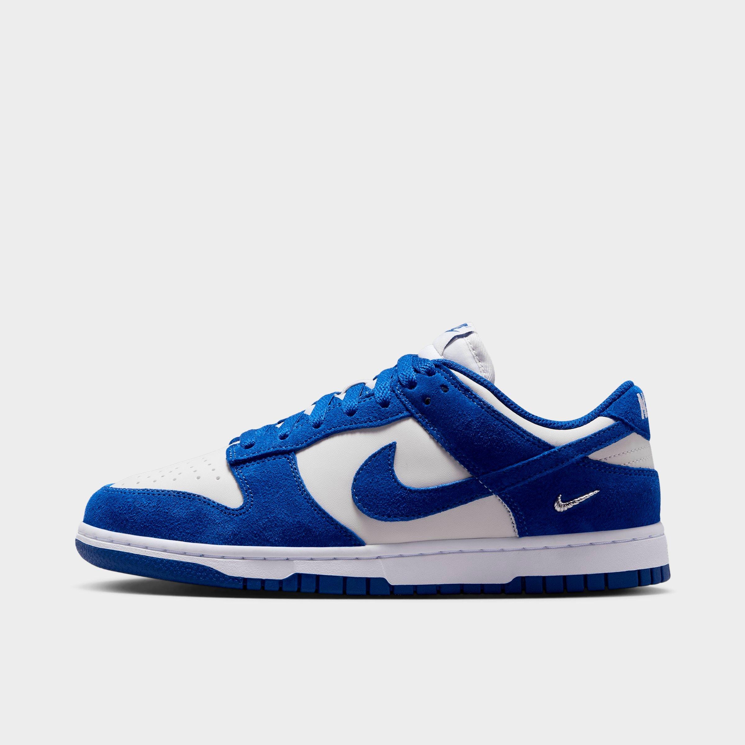 Women's Nithtke Dunk Low Mini Swoosh Casual Shoes - Old Royal/Photon Dust/White/Old Royal - Left shoe facing left. Outside of the shoe.