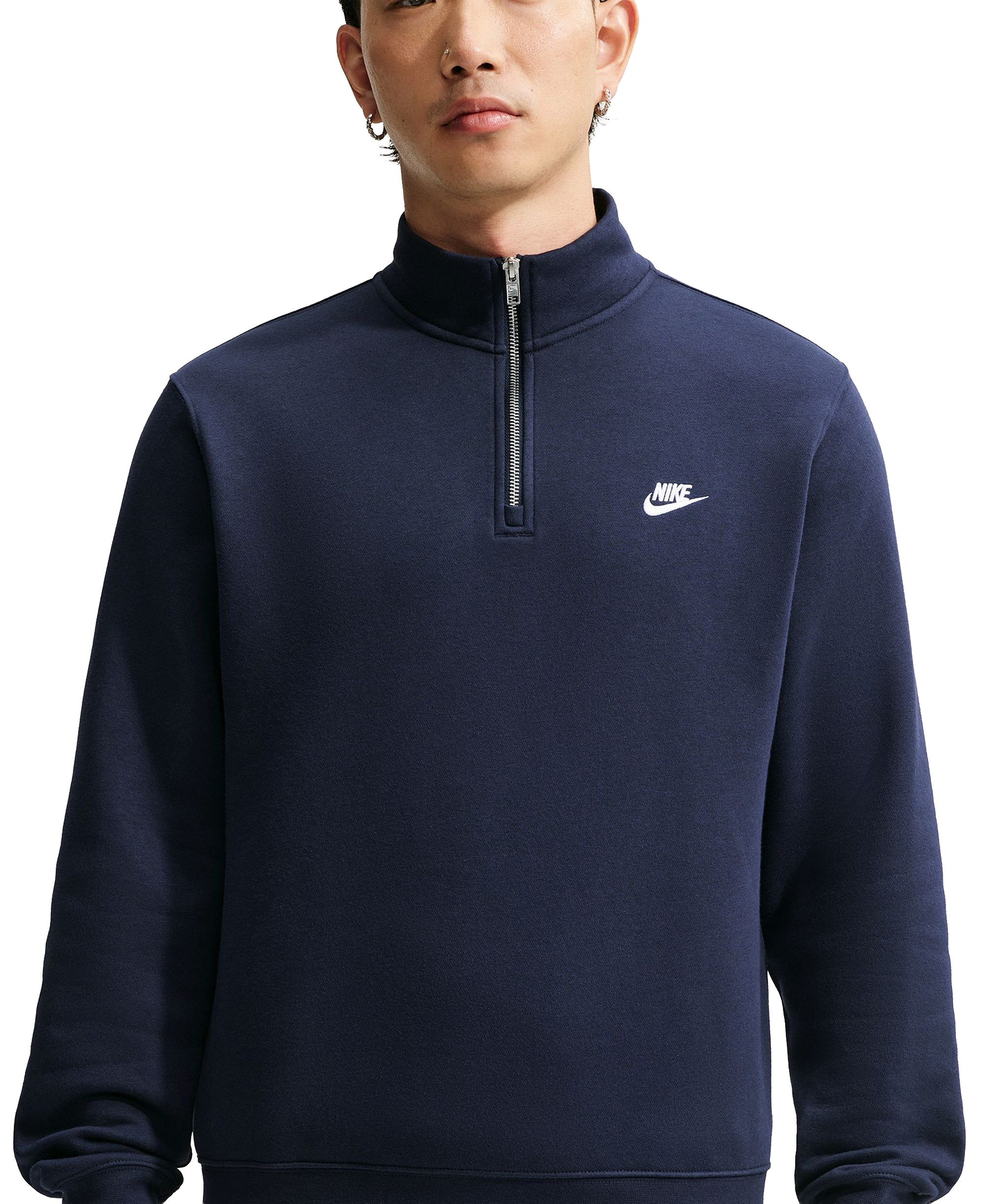Nike Men's Sportswear Club Half-Zip Fleece Sweatshirt - Obsidian/White