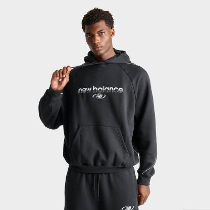 Men's New Balance Trackside Fleece Pullover Hoodie - Black/White - view 1