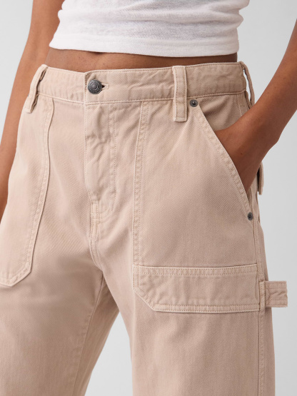Mid Rise Barrel Utility Ankle Pants - Wicker tan