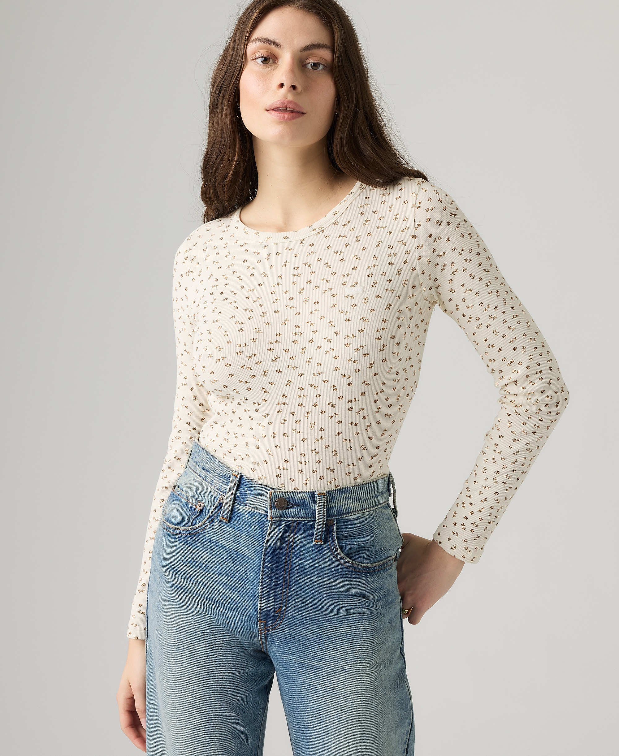 Levi's Women's Hayes Long-Sleeve Top - Jaana Floral V2 Egret