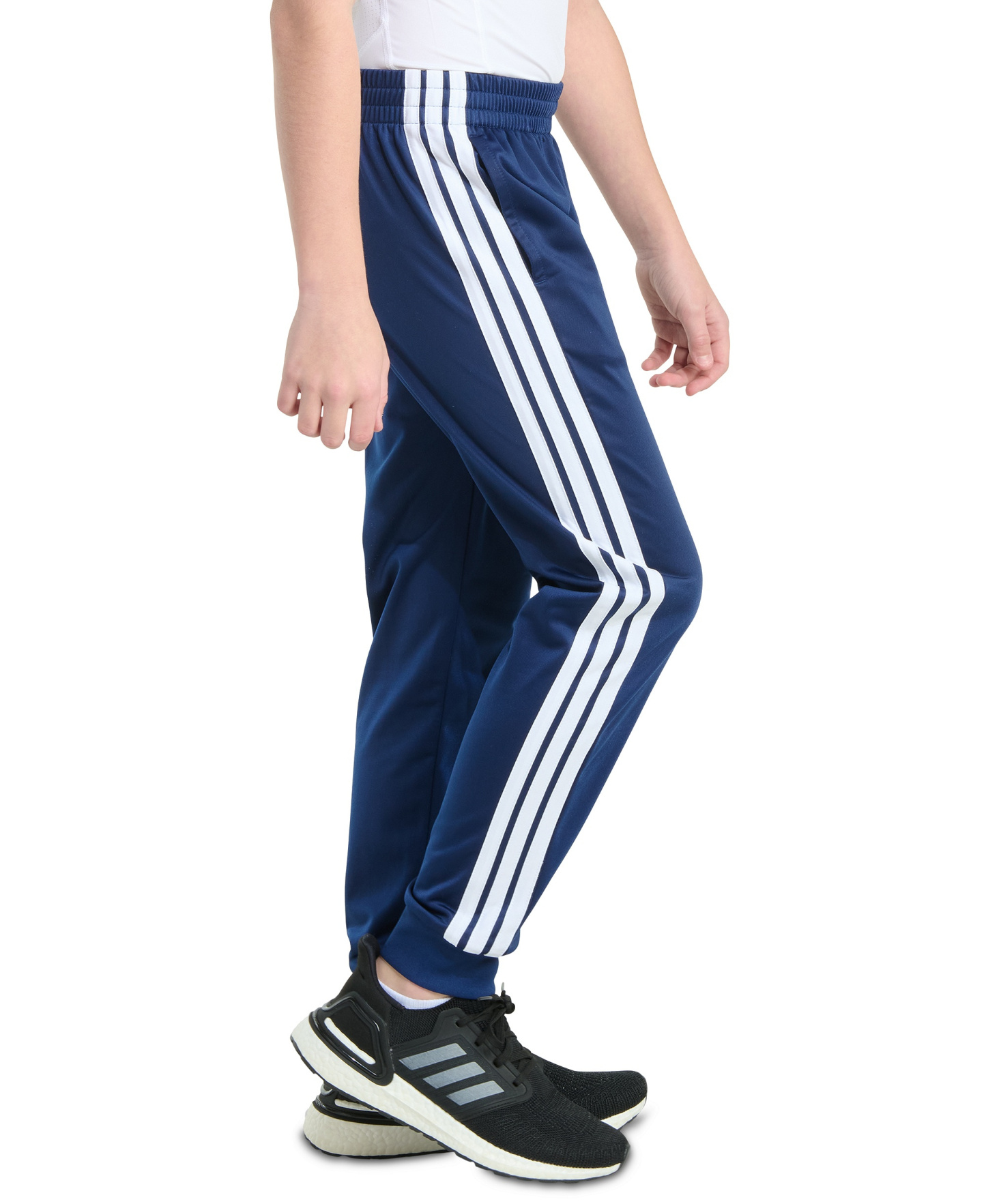adidas Big Boys Elastic-Waistband Essential 3-Stripe Jogger Pants - Dark Blue
