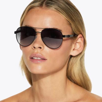 Kurt Geiger London Regent Aviator Sunglasses - Black - view 2