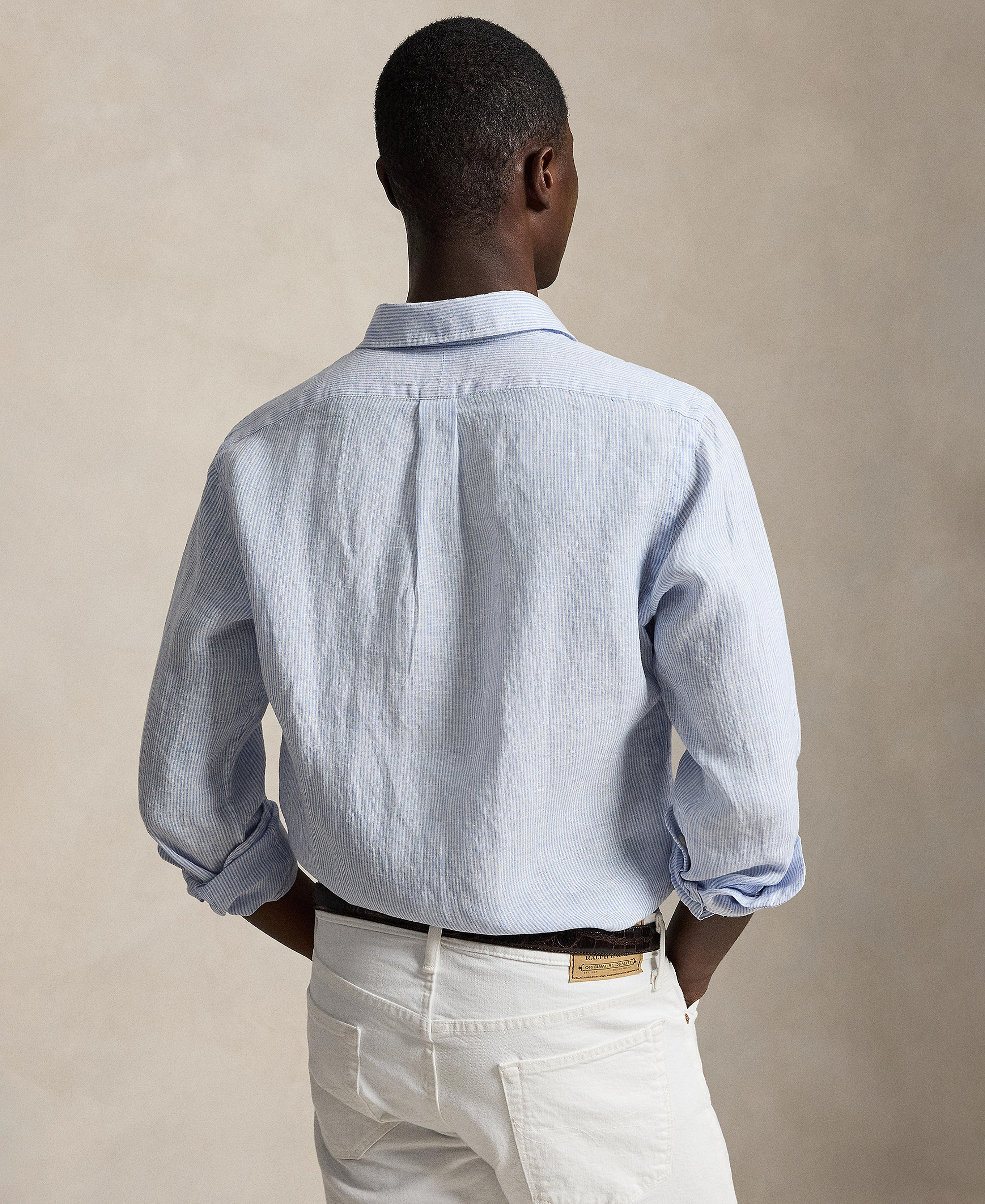 Polo Ralph Lauren Men's Striped Linen Classic-Fit Shirt - Cabana Blue/White