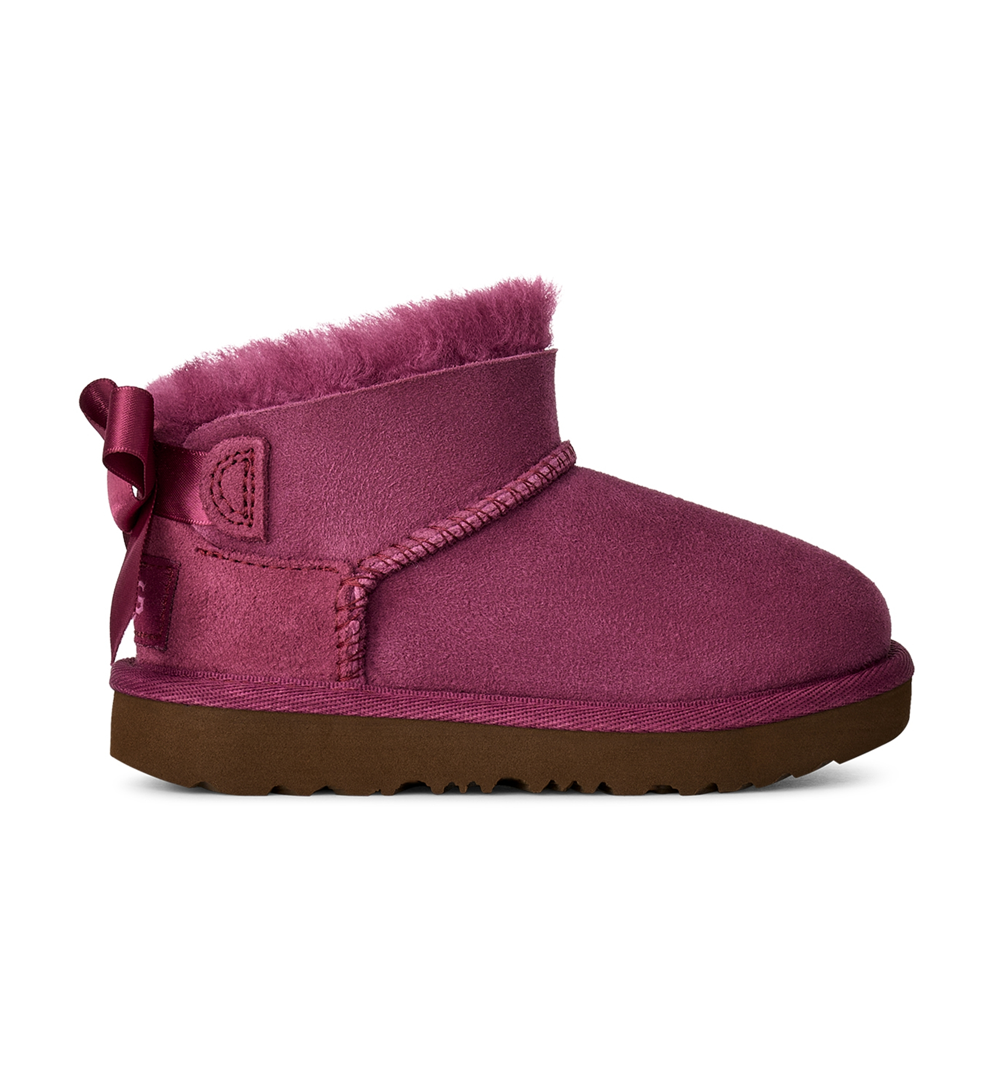 UGG® Toddler Kids Ultra Mini Bailey Bow Zipper Booties - Dark Winterberry