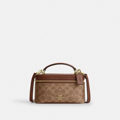 Rainer Crossbody Bag 18 In Signature Canvas - Gold/Tan/Brown