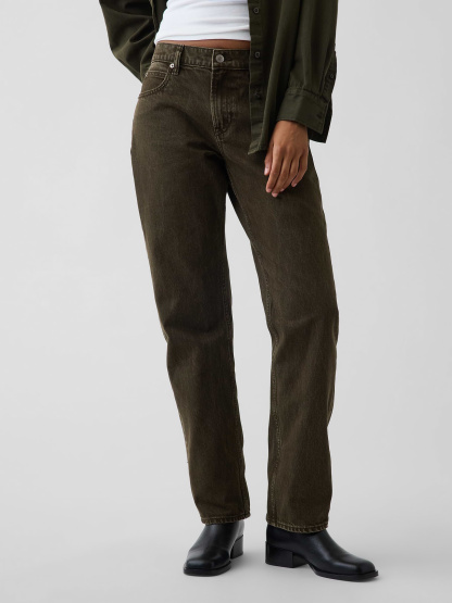 Mid Rise Straight Taper Jeans - Bamboo green