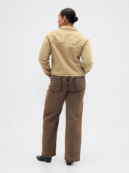 Low Rise Lace-Up '90s Loose Jeans - Brown acid wash
