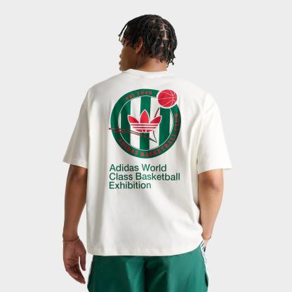 Men's adidas Originals Basketball Crest T-Shirt - White/Off White/Bold Green - view 1