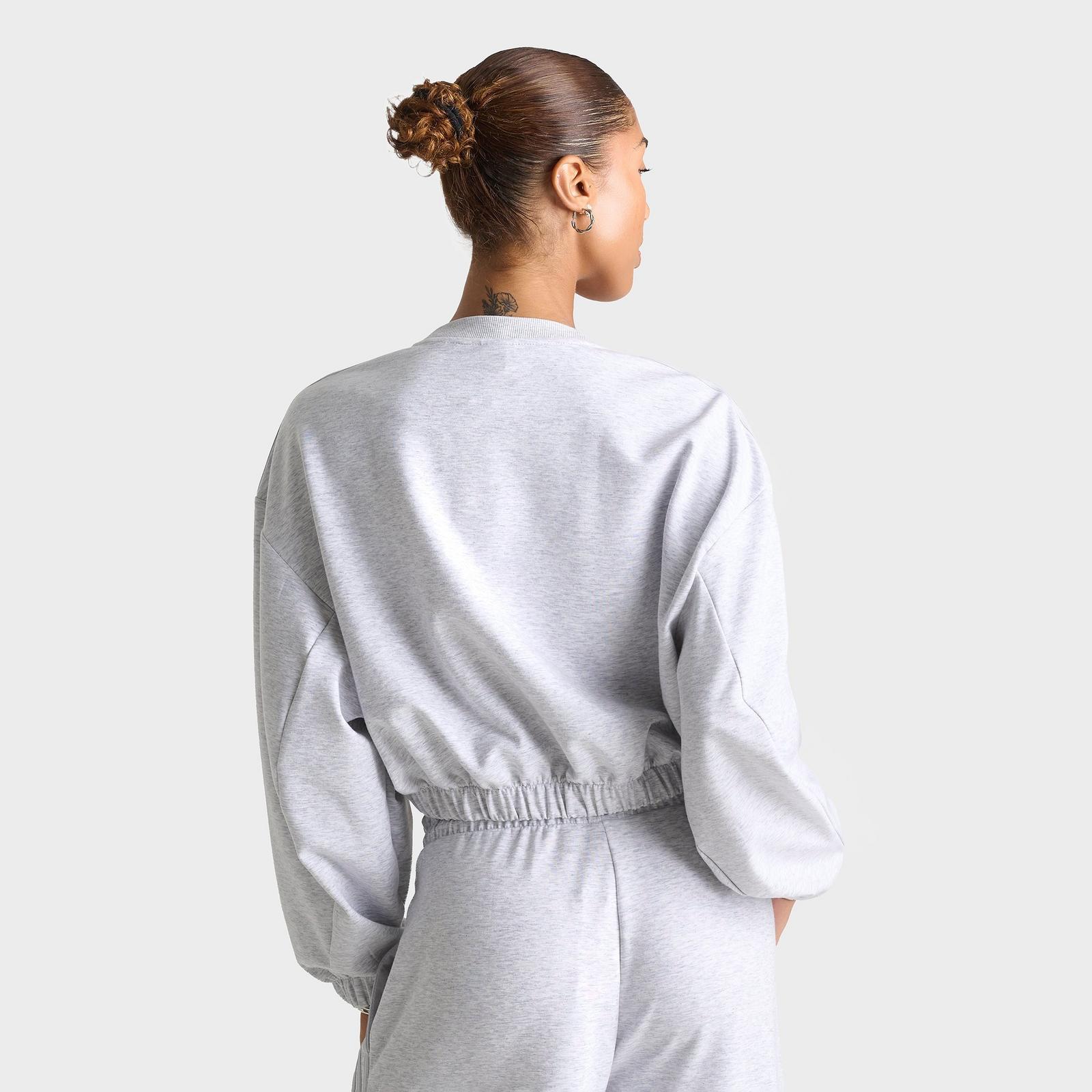 Women's adidas Originals Aura Spacer Oversized Cropped Crewneck Sweatshirt - Light Grey Heather - view 4