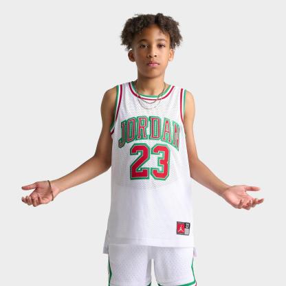 Big Kids' Jordan Basketball Jersey - White/Red/Green - view 1