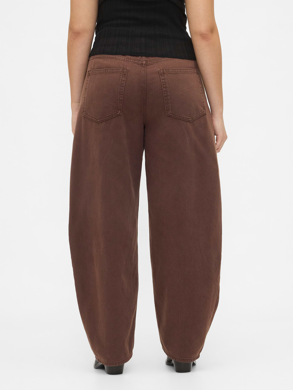 High Rise Barrel Cargo Jeans - Dark brown