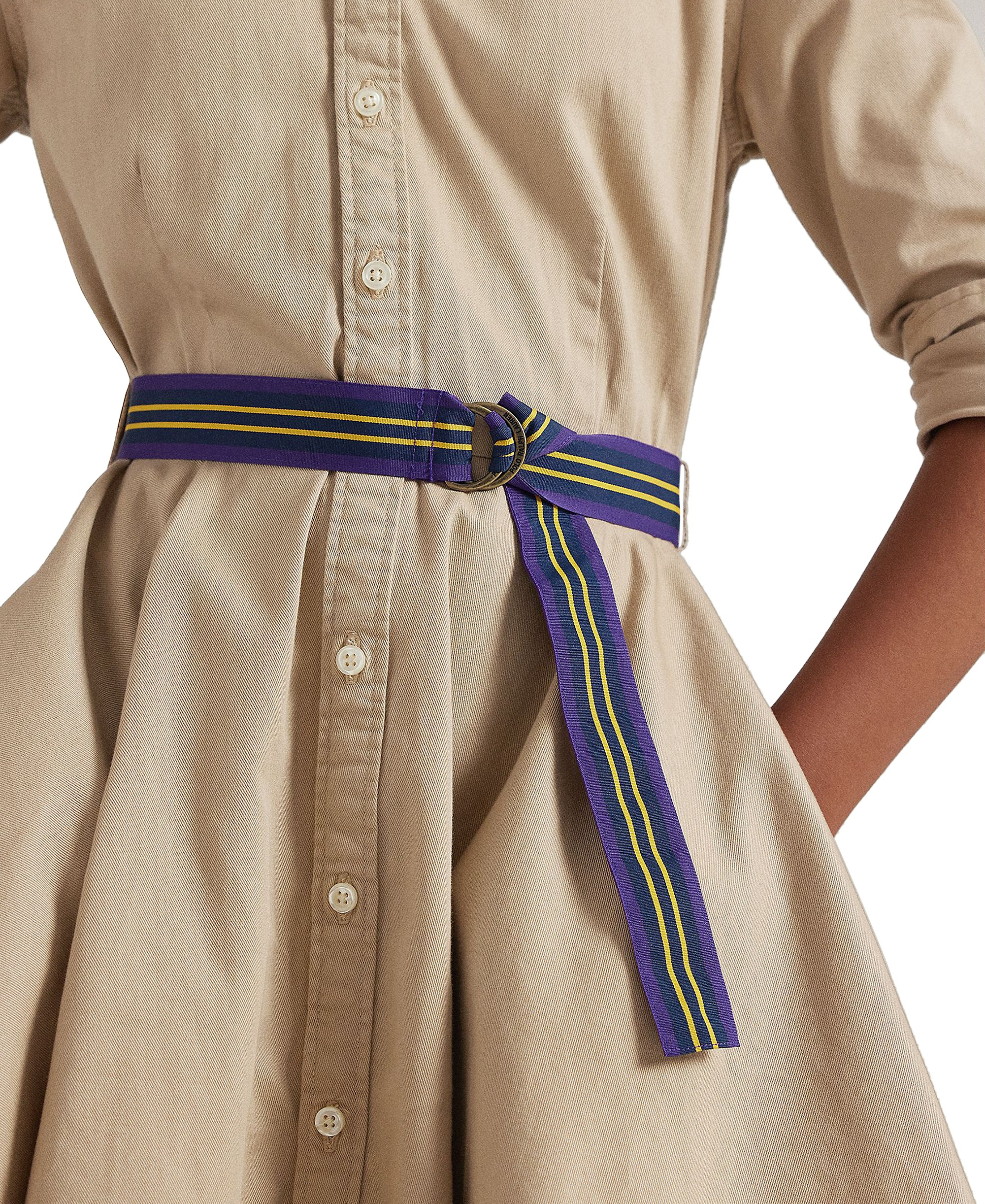 Polo Ralph Lauren Big Girls Belted Cotton Chino Shirtdress - Classic Khaki