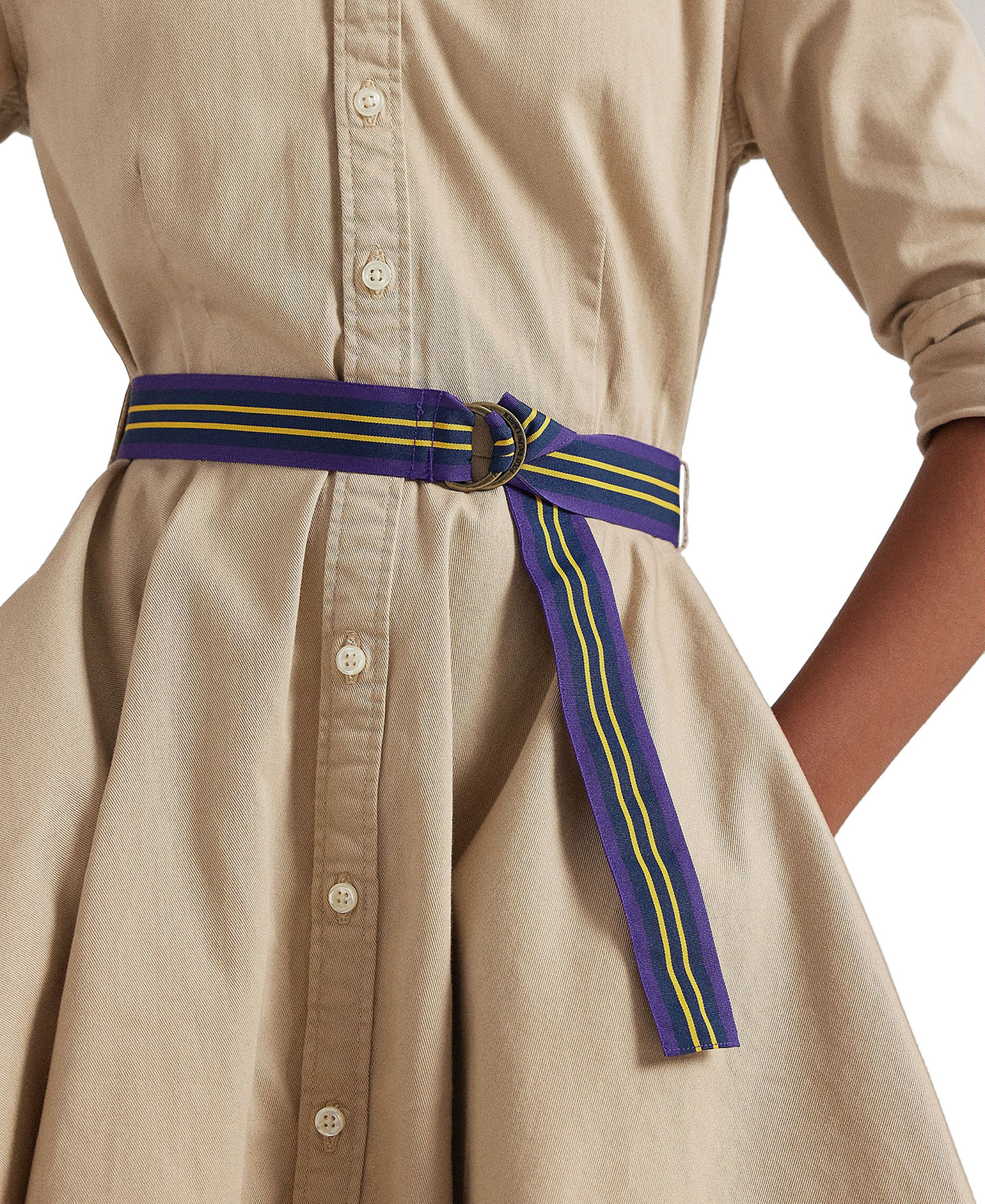 Polo Ralph Lauren Big Girls Belted Cotton Chino Shirtdress - Classic Khaki