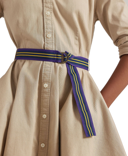 Polo Ralph Lauren Big Girls Belted Cotton Chino Shirtdress - Classic Khaki