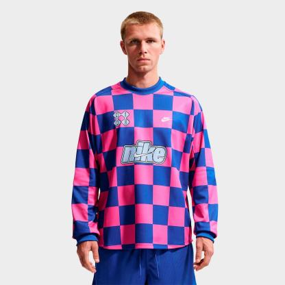 Men's Nike Sportswear Club Checkerboard Goalie Top - Game Royal/Pinksicle/Hydrogen Blue
