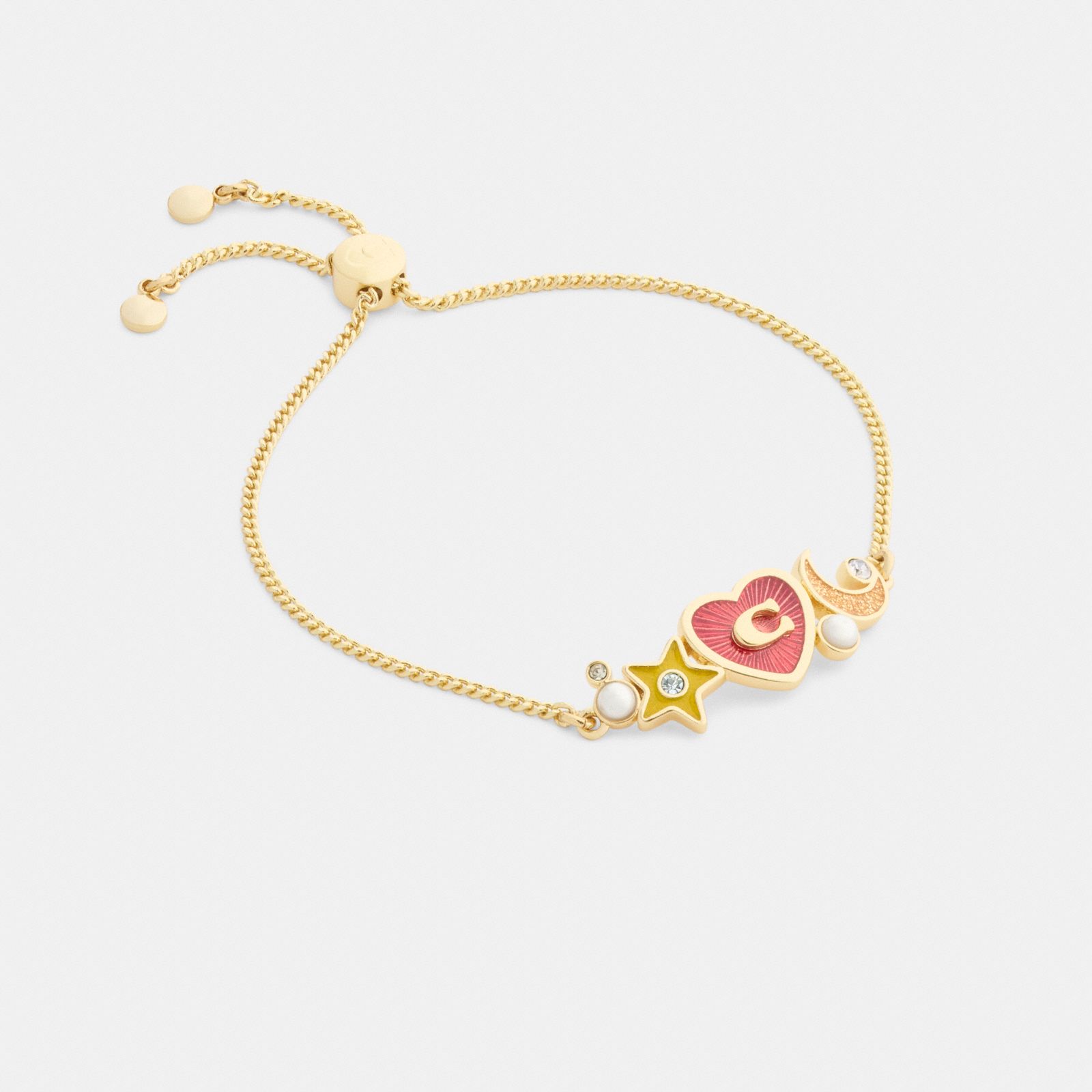 Celestial Stars And Hearts Slider Bracelet - Gold/Multi