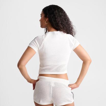 Women's adidas Originals Knitted Crochet Cali T-Shirt - Off White - view 4