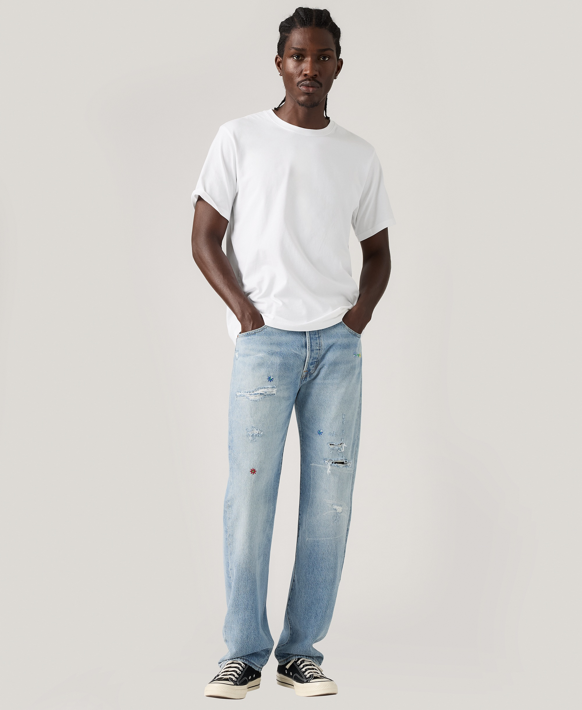 Levi's Men's 501 Straight-Fit Button Fly Stretch Jeans - Fix the car