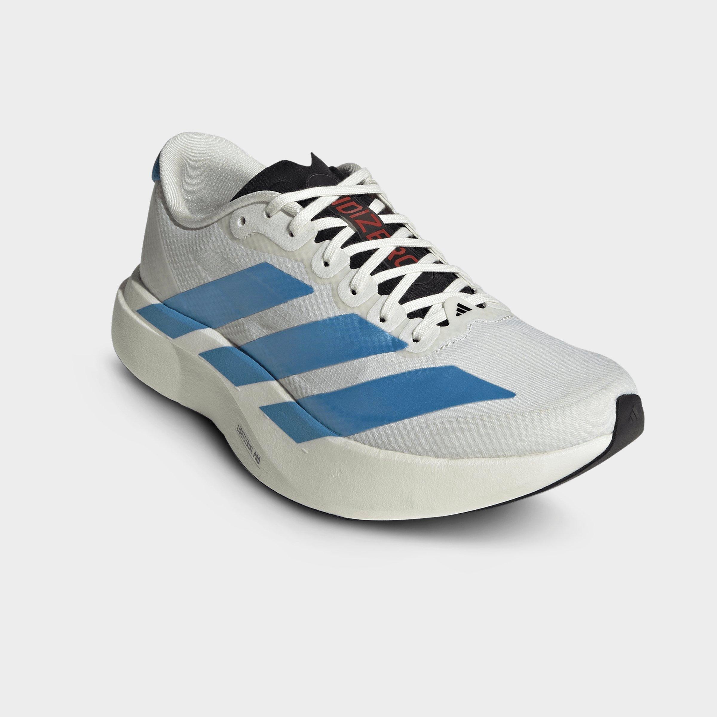 Women's adidas Adizero EVO SL Woven Running Shoes - Part 1 - Off White/Light Blue/Off White - Both shoes facing left